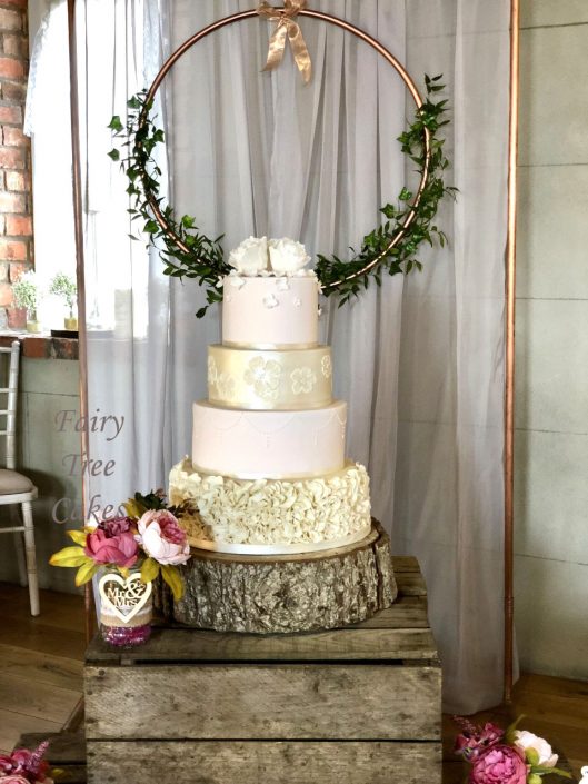 Ruffle, Ivory Shimmer & Blush Pink