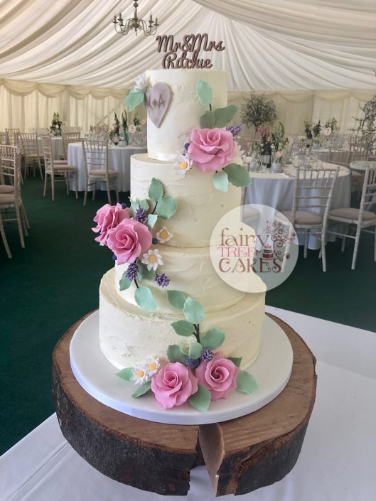Buttercream & Pink Flowers